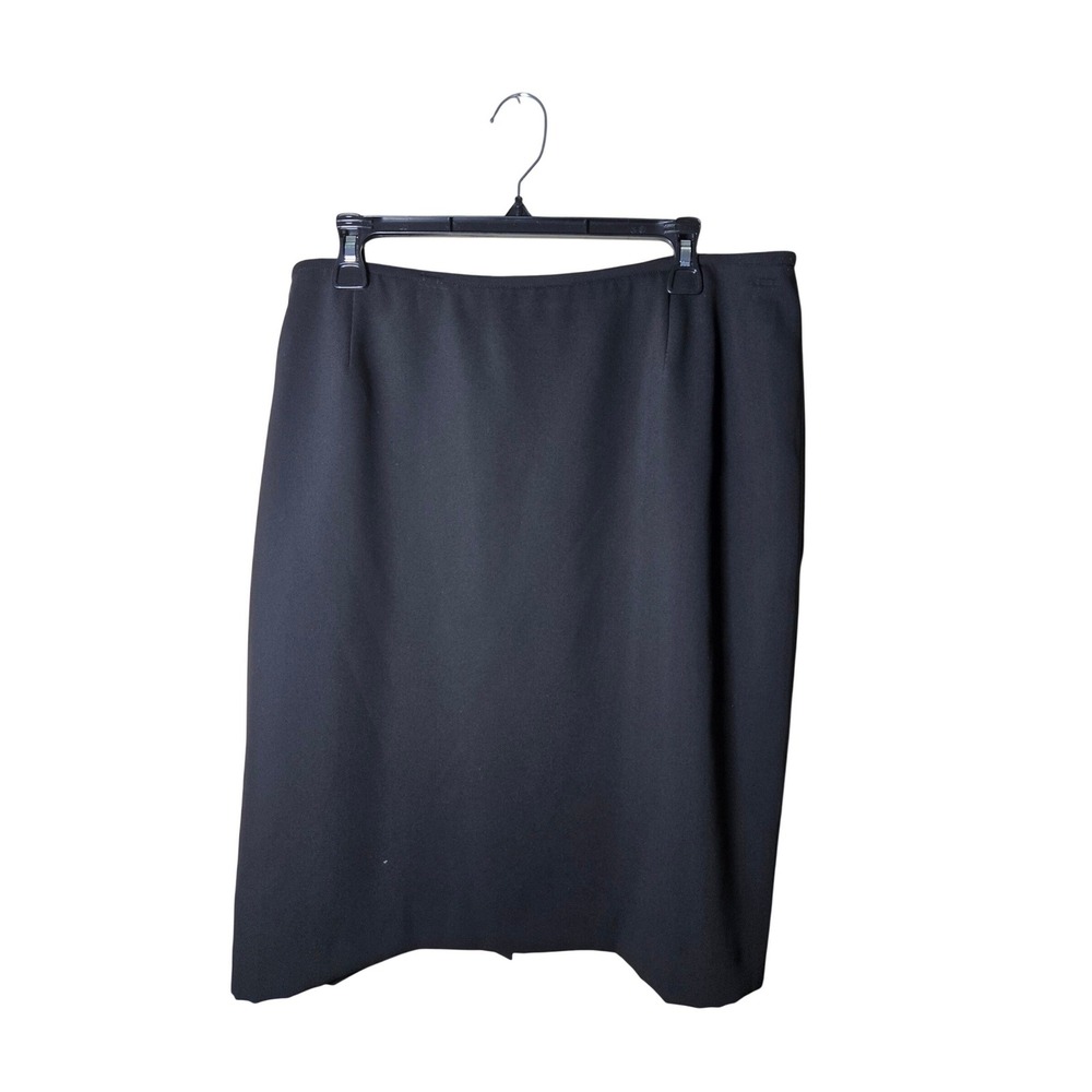 Classic Pencil Skirt Women 16 Black Excellent Back Pleated Crepe Lined ASB16-409